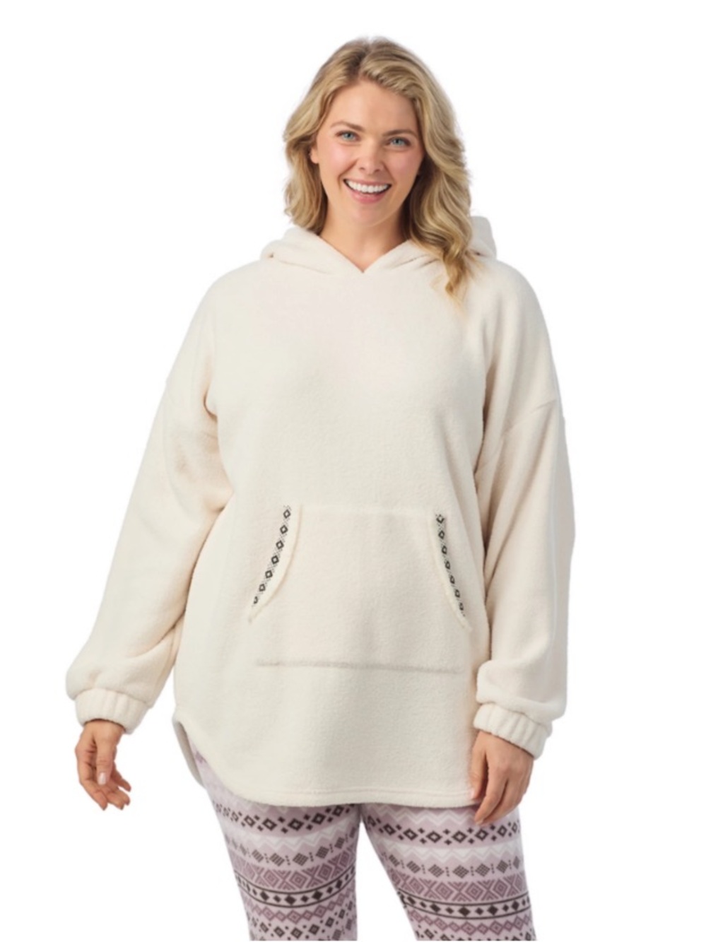 Cuddl Duds Cream Hooded Pullover medium nwt